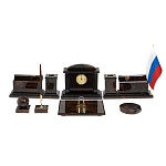 Настольный письменный набор с часами из природного камня обсидиана  Gift for Manager варинант исполнения - 1 | Loft Concept в Тюмени