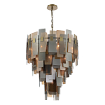 Люстра с многослойными стеклянными панелями янтарного и дымчатого цвета Textured Glass Chandelier варинант исполнения - 3 | Loft Concept в Тюмени