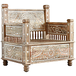 Деревянное кресло из массива манго с резьбой Vela Grey Mango Chair варинант исполнения - 1 | Loft Concept в Тюмени