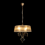 Люстра подвесная круглая с тканевым полупрозрачным абажуром и подвесками 4 лампы Gilded Elegance варинант исполнения - 1 | Loft Concept в Тюмени