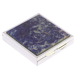 Таблетница карманная квадратная с 4-мя отделениями с зеркалом и накладкой из натурального камня Содалит Silver Stone Pillboxes варинант исполнения - 1 | Loft Concept в Тюмени