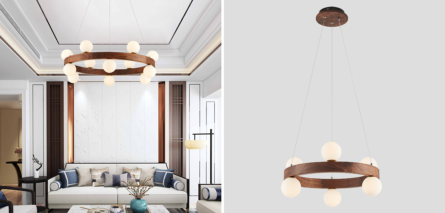 Люстра из дерева с белыми плафонами GRAND Wooden Chandelier Люстра из дерева с белыми плафонами GRAND Wooden Chandelier - Loft-Concept в Тюмени