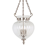 Подвесной светильник цвета никель с прозрачным ребристым стеклянным плафоном в классическом стиле Elstead Lighting варинант исполнения - 1 | Loft Concept в Тюмени