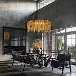 Люстра подвесная круглая с изогнутыми металлическими дугами и ниспадающими цепочками 65 см Atlantis Chain варинант исполнения - 9 | Loft Concept в Тюмени