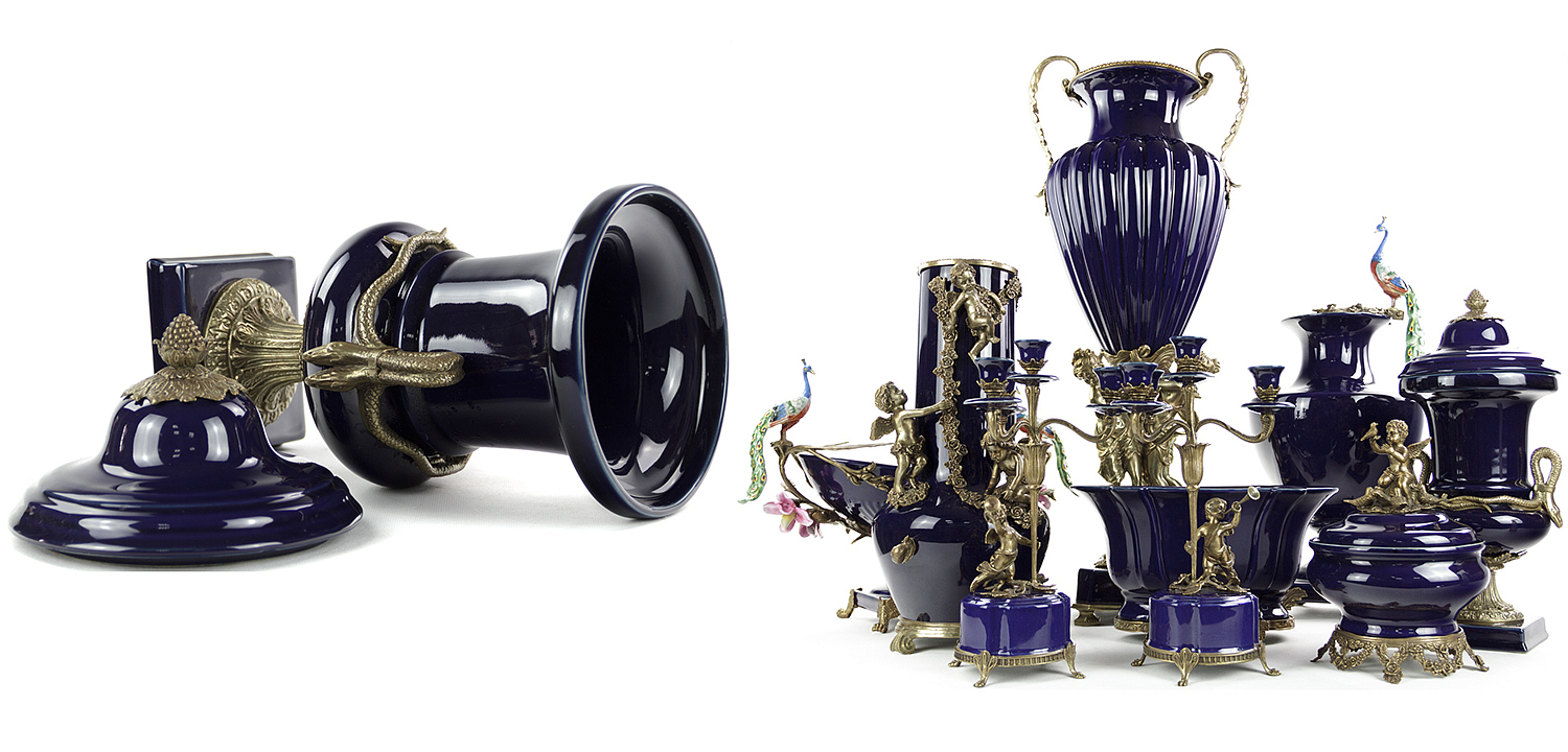 Ваза Selenia Blue Vase Bronze Serpents Ваза Selenia Blue Vase Bronze Serpents - Loft-Concept в Тюмени