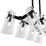 Люстра светодиодная с 8-ю прозрачными плафонами из акрила и стали Glass Cylinder Black варинант исполнения - 7 | Loft Concept в Тюмени