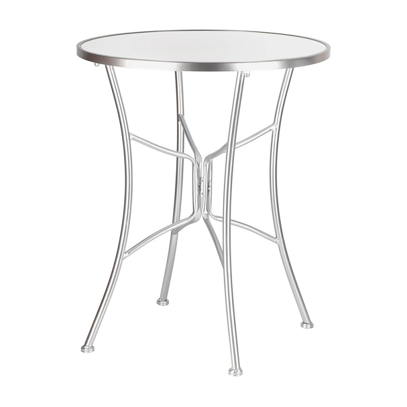 Столик приставной с круглой столешницей на серебристом основании Scenical Table Белый Серебристый в Тюмени | Loft Concept 