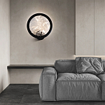 Светодиодное бра круглой формы с металлической рамой черного цвета Marble Glow варинант исполнения - 3 | Loft Concept в Тюмени