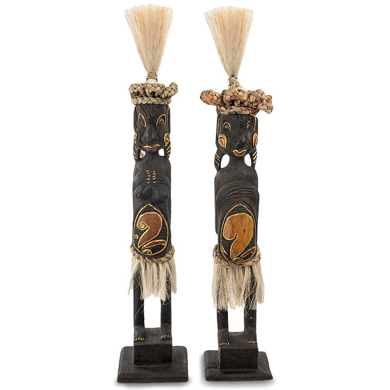Комплект из 2-х статуэток из массива албезии Asmat Statuettes Albesia Черный Коричневый Бежевый Комплект из 2-х статуэток из массива албезии Asmat Statuettes Albesia Черный Коричневый Бежевый в Тюмени | Loft Concept
