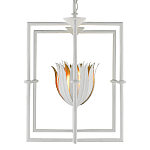 Люстра белая прямоугольная с абажурами в виде цветков тюльпана White Tulips варинант исполнения - 3 | Loft Concept в Тюмени