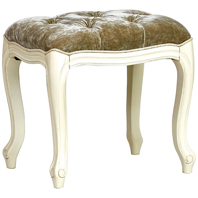 Пуф из массива дерева с велюровой обивкой Lefevre French Seating ivory ( слоновая кость ) Коричневый Пуф из массива дерева с велюровой обивкой Lefevre French Seating ivory ( слоновая кость ) Коричневый в Тюмени | Loft Concept