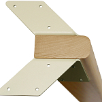 Обеденный стол с прямоугольной бежевой столешницей из стекла на 4-х деревянных ножках Beige Marble варинант исполнения - 5 | Loft Concept в Тюмени