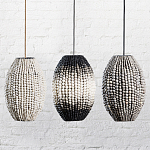 Подвесной светильник вертикальной овальной формы украшенный белыми круглыми бусинами Gradient Oval Pendant Lamp White варинант исполнения - 6 | Loft Concept в Тюмени