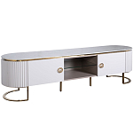 Тумба под телевизор белая овальная с мраморной столешницей Thoroughbass варинант исполнения - 1 | Loft Concept в Тюмени