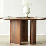 Стол обеденный круглый с двойной столешницей Walnut Wood Table варинант исполнения - 4 | Loft Concept в Тюмени