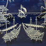 Картина ручная вышивка бисером Ночной пейзаж Night Boat Bay варинант исполнения - 4 | Loft Concept в Тюмени