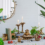 Подсвечник в форме пальмы с резными листьями и текстурным основанием Golden palm leaves варинант исполнения - 4 | Loft Concept в Тюмени