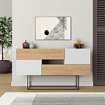 Комод c 2-мя белыми дверцами и 2-мя выдвижными ящиками цвета древесины EROS CONSOLE OAK WHITE варинант исполнения - 1 | Loft Concept в Тюмени