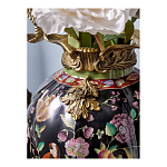 Ваза из фарфора черная с цветочной росписью и бронзовыми элементами Spring Garden варинант исполнения - 5 | Loft Concept в Тюмени