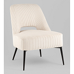 Кресло лаунж Бостон велюр рельефный молочный на черных ножках варинант исполнения - 1 | Loft Concept в Тюмени