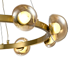 Люстра подвесная светодиодная с 9-ю круглыми плафонами коньячного цвета Iona Chandelier Brass  варинант исполнения - 3 | Loft Concept в Тюмени