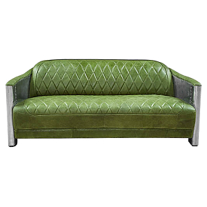 Диван Авиатор Sofa 2 seat зеленая кожа