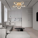 Потолочная люстра с 5-ю светодиодными лампами с золотистым каркасом Ring of Fire варинант исполнения - 1 | Loft Concept в Тюмени