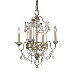 Люстра подвеная с 4-мя лампами и стеклянными подвесками в классическом стиле Feiss