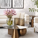 Дизайнерский журнальный стол с круглой столешницей на 3-х геометрических ножках Lehumod варинант исполнения - 3 | Loft Concept в Тюмени