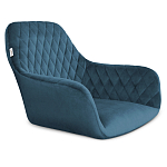 Барный стул со спинкой и подлокотниками на 4-х деревянных ножках Douglas Rhombus Синий Велюр варинант исполнения - 2 | Loft Concept в Тюмени