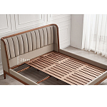 Кровать двуспальная с мягким изголовьем Moon Walnut Bed варинант исполнения - 9 | Loft Concept в Тюмени
