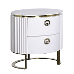 Тумбочка белая овальная с мраморной столешницей Thoroughbass варинант исполнения - 1 | Loft Concept в Тюмени