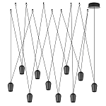 Подвесной светильник черными плафонами на длинных пересекающихся тросах Construction варинант исполнения - 7 | Loft Concept в Тюмени