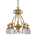 Люстра цвета латунь с 5-ю плафонами из рельефного стекла в форме ананаса Hinkley варинант исполнения - 1 | Loft Concept в Тюмени