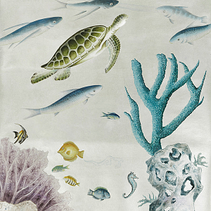 Обои ручная роспись Coral Reef Original colourway on Electrum gilded paper with pearlescent antiquing