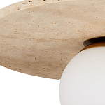 Потолочный светильник из травертина с плафоном из белого матового стекла Marble Glow варинант исполнения - 1 | Loft Concept в Тюмени