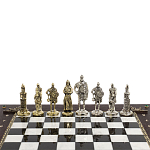 Шахматы в ларце из натуральных камней Долерит Малахит Мрамор Decorative Thematic Chess Русь варинант исполнения - 4 | Loft Concept в Тюмени