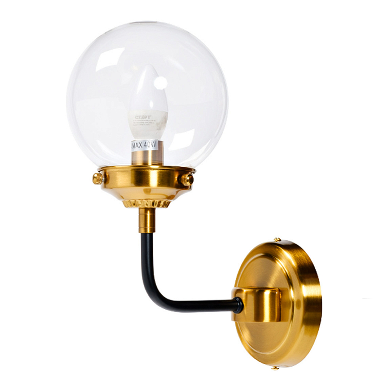 Бра БИСТРО Globe Clear Glass Single Sconce Brass  в Тюмени | Loft Concept 