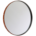 Зеркало овальное в металлической раме с кожаной отделкой Loft in Reflection варинант исполнения - 1 | Loft Concept в Тюмени