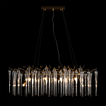 Люстра подвесная прямоугольная с бронзовыми акцентами и прозрачными стеклянными каплями Droplet Chandelier варинант исполнения - 2 | Loft Concept в Тюмени