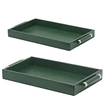 Комплект из двух прямоугольных подносов зеленого цвета Serpent варинант исполнения - 2 | Loft Concept в Тюмени