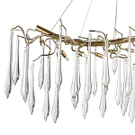 Линейная люстра с хрустальными подвесками в виде капель Droplet Crystal Gold Linear Chandelier 12 варинант исполнения - 2 | Loft Concept в Тюмени