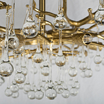 Потолочная люстра в виде ветвей деревьев золотого цвета с прозрачными подвесками-каплями Droplet Chandelier варинант исполнения - 5 | Loft Concept в Тюмени