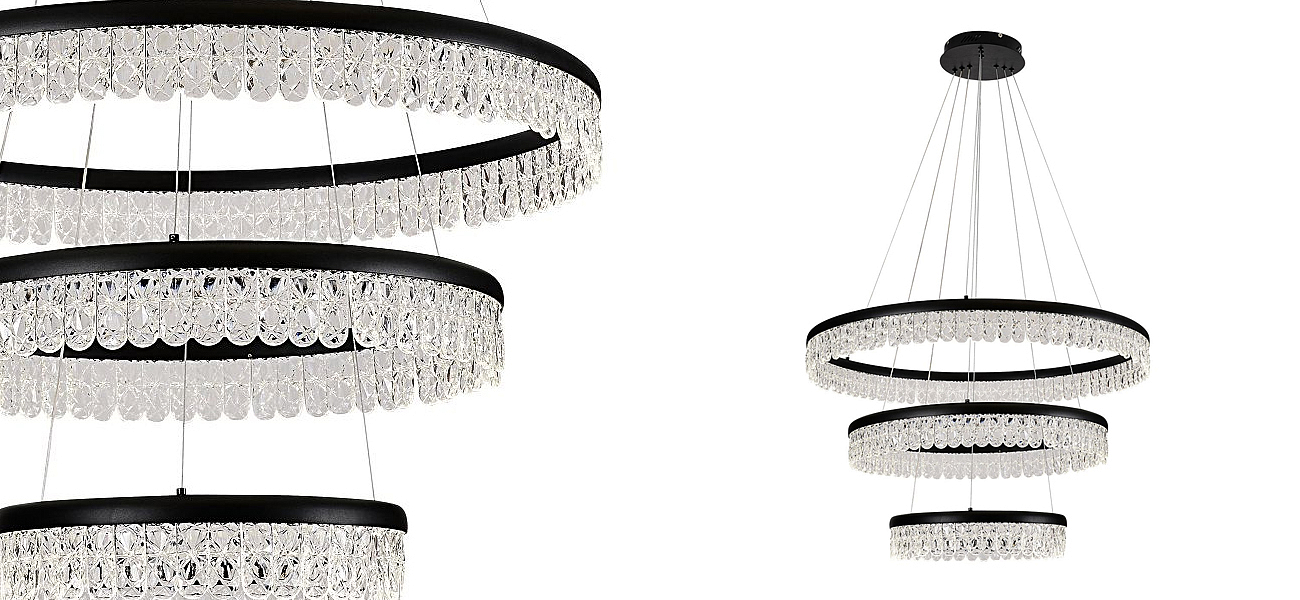 Светодиодная люстра из 3-х колец Pettico Black Светодиодная люстра из 3-х колец Pettico Black - Loft-Concept в Тюмени
