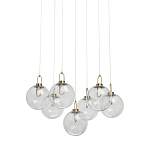 Люстра с 7-ю плафонами из прозрачного стекла в форме шара Orb Cascade  варинант исполнения - 1 | Loft Concept в Тюмени