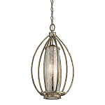 Подвесной светильник овальной формы с цилиндрическим плафоном в цвете сусальное серебро Kichler варинант исполнения - 1 | Loft Concept в Тюмени