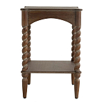 Приставной столик деревянный с резными ножками и нижней полкой Vintage Side Table Brown Wood варинант исполнения - 3 | Loft Concept в Тюмени