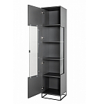 Шкаф-витрина цвета графит с полками и стеклянной дверью Strict Lines варинант исполнения - 3 | Loft Concept в Тюмени