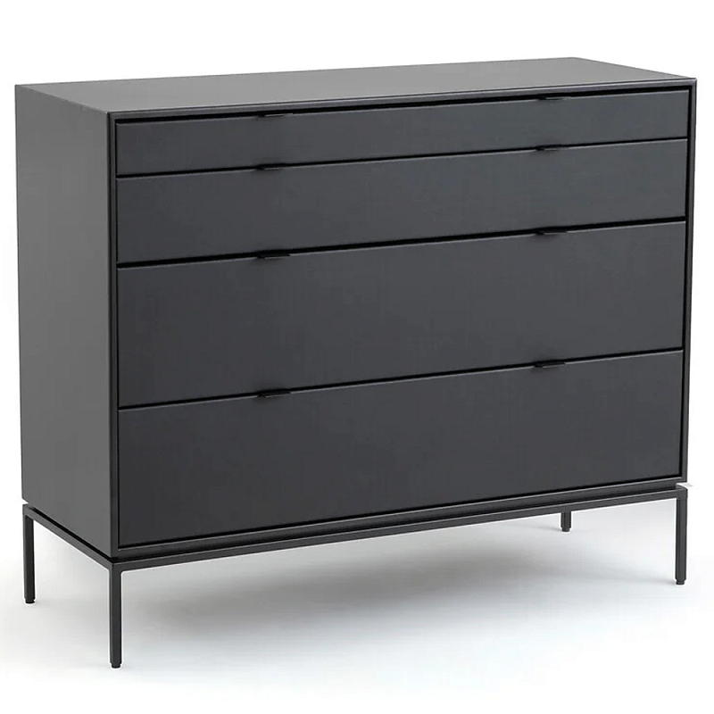 Комод из металла и кожи Guarin Chest of Drawers Черный Черный матовый Комод из металла и кожи Guarin Chest of Drawers Черный Черный матовый в Тюмени | Loft Concept