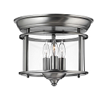 Потолочный светильник в форме фонаря с прозрачным цилиндрическим плафоном и тремя лампами в форме свечей Hinkley варинант исполнения - 1 | Loft Concept в Тюмени